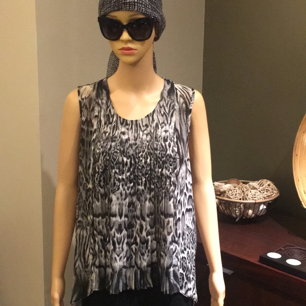 Milano Animal Print Pleated Front Top